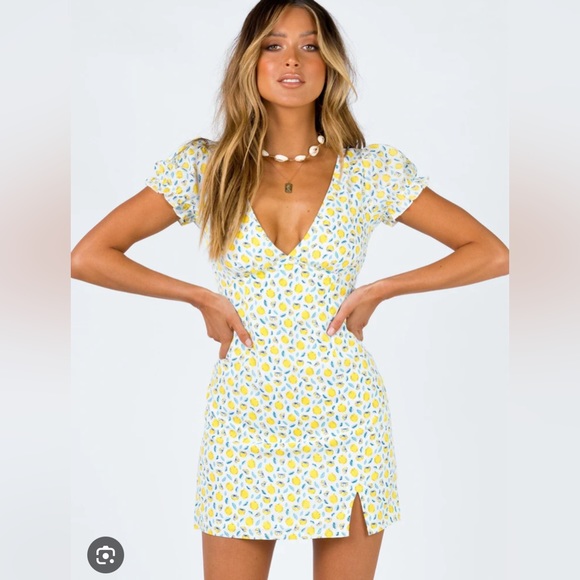 Princess Polly Lemon Dress - Size 10 - Picture 1 of 4